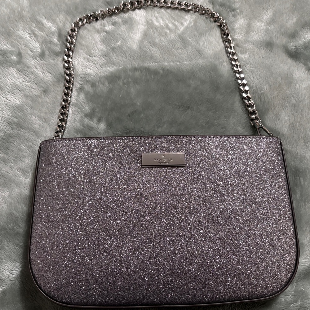 Kate Spade Silver Clutch with Chain Strap